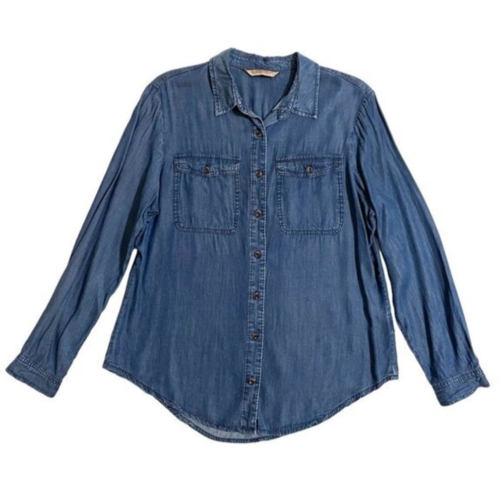 Highway Jeans Womens Button Down Chambray Shirt Blue SZ L